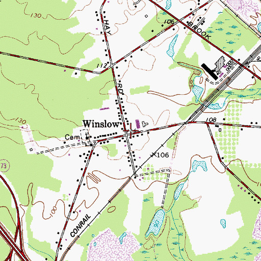 Topographic Map of Winslow, NJ