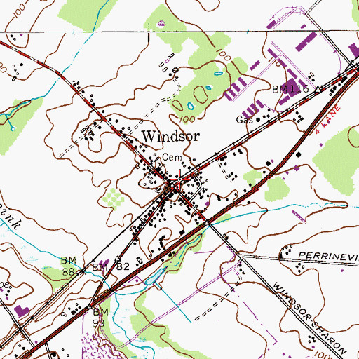 Topographic Map of Windsor, NJ