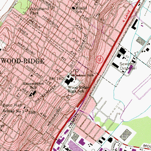 Topographic Map of Windsor Elementary School, NJ