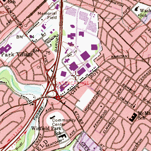 Topographic Map of Winfield, NJ