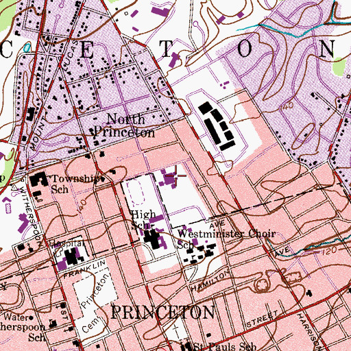 Topographic Map of John Witherspoon Middle School, NJ