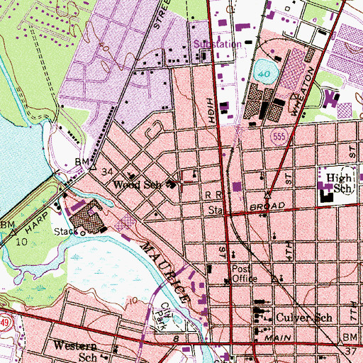 Topographic Map of Wood School, NJ