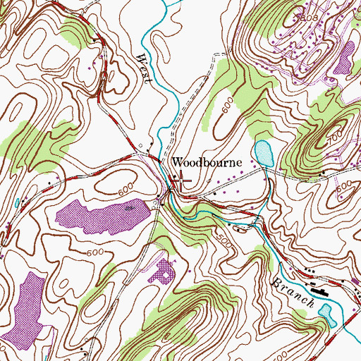 Topographic Map of Woodbourne, NJ