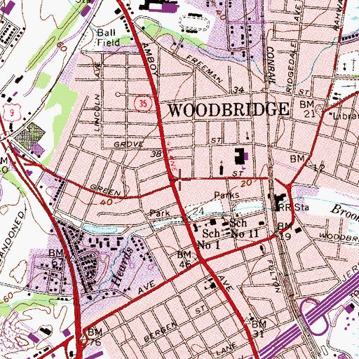 Topographic Map of Woodbridge, NJ