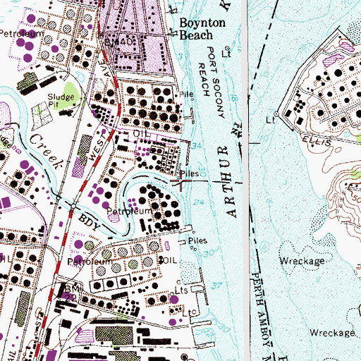 Topographic Map of Woodbridge Creek, NJ