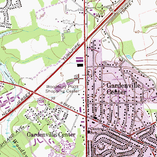 Topographic Map of Woodbury Plaza Shopping Center, NJ