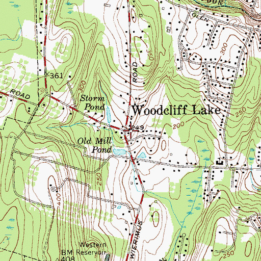 Topographic Map of Woodcliff Lake, NJ