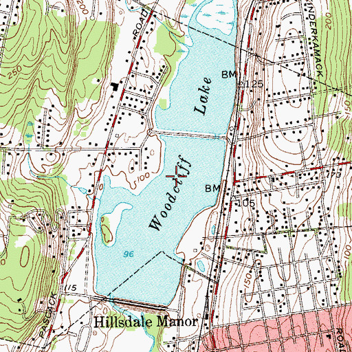 Topographic Map of Woodcliff Lake, NJ