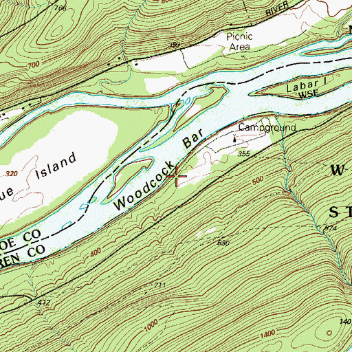 Topographic Map of Woodcock Bar, NJ