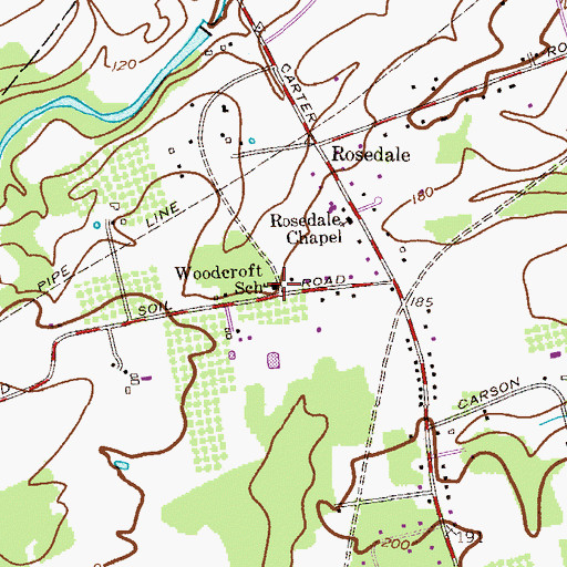 Topographic Map of Woodcroft School, NJ