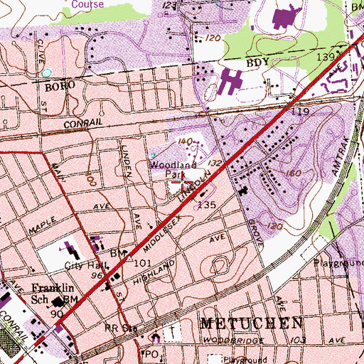 Topographic Map of Woodland Park, NJ