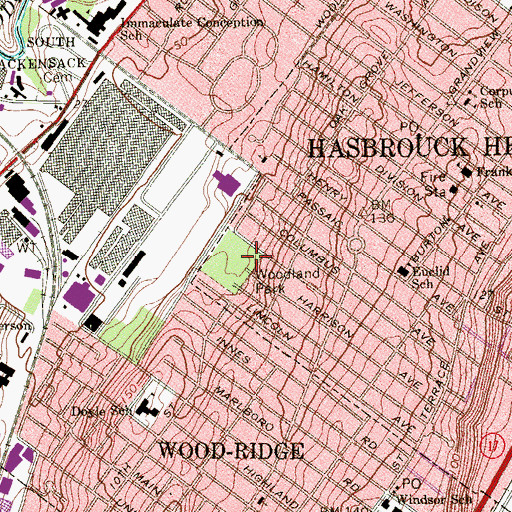 Topographic Map of Woodland Park, NJ