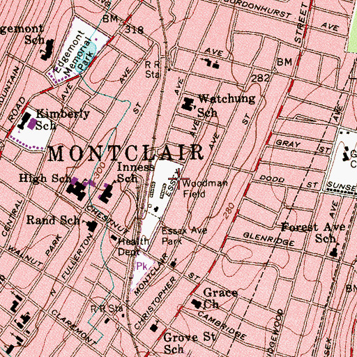 Topographic Map of Woodman Field, NJ