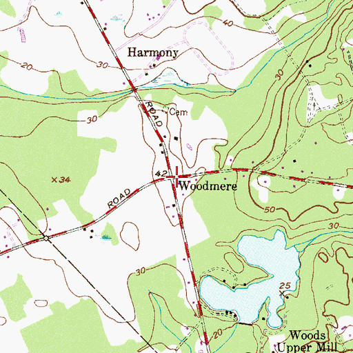 Topographic Map of Woodmere, NJ