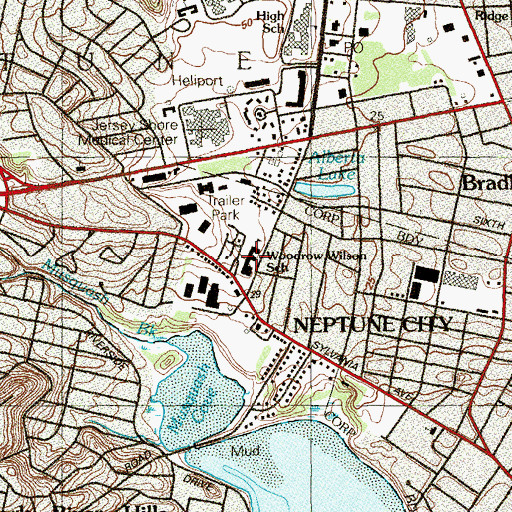Topographic Map of Woodrow Wilson Elementary School, NJ