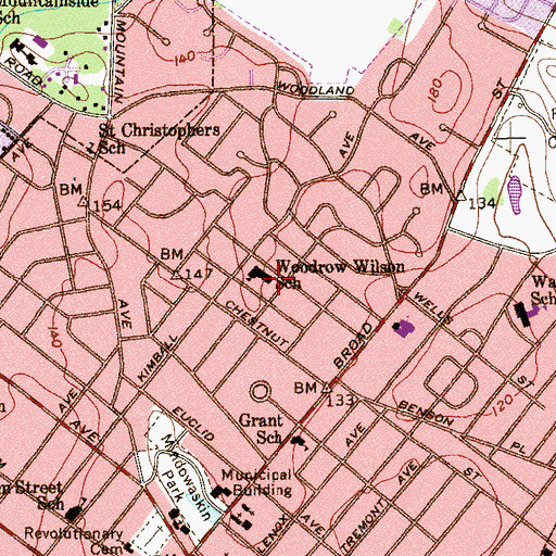 Topographic Map of Wilson Elementary School, NJ