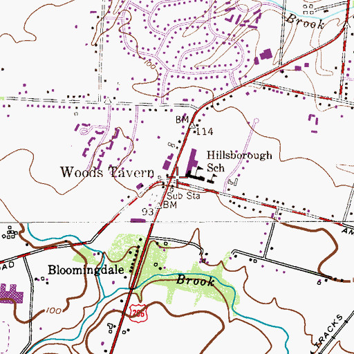 Topographic Map of Woods Tavern, NJ