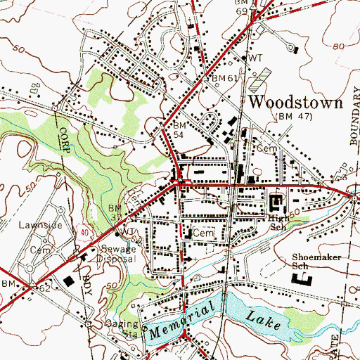 Topographic Map of Woodstown, NJ