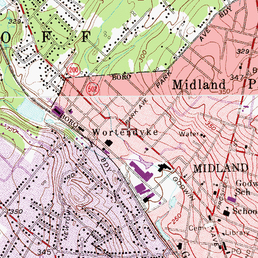 Topographic Map of Wortendyke, NJ
