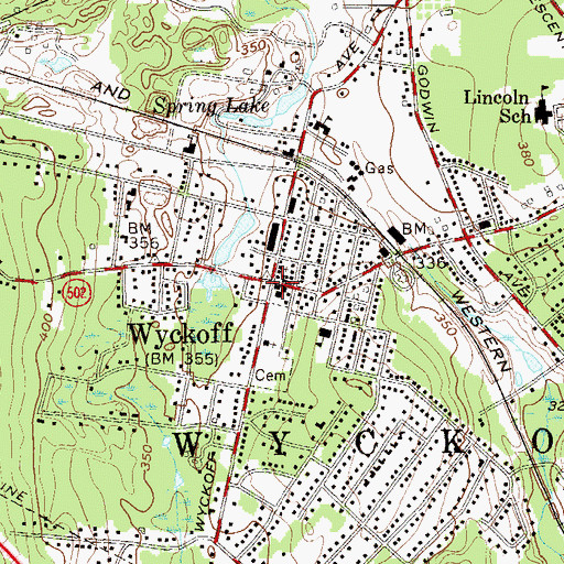Topographic Map of Wyckoff, NJ