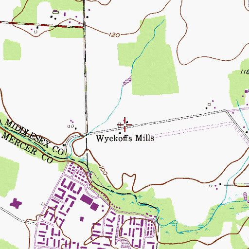 Topographic Map of Wyckoffs Mills, NJ