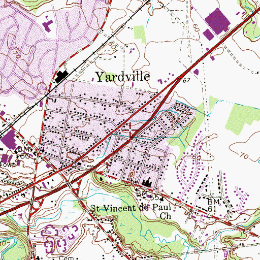Topographic Map of Yardville, NJ