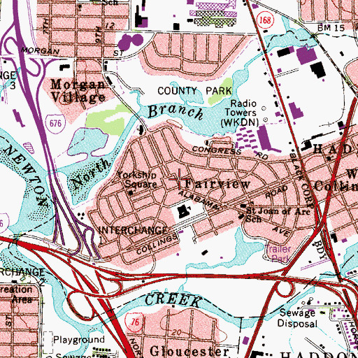 Topographic Map of Yorkship Square, NJ