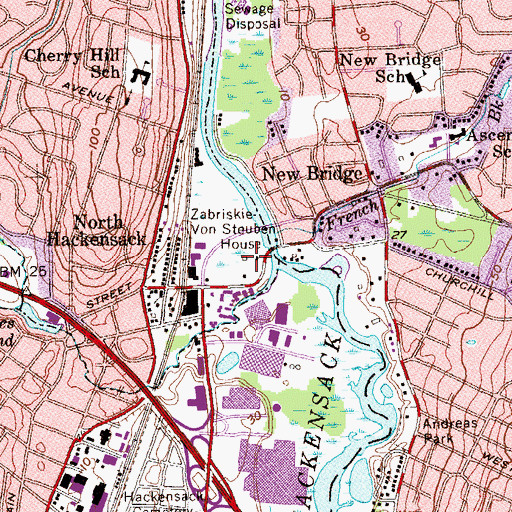 Topographic Map of Zabriskie Von Steuben House, NJ