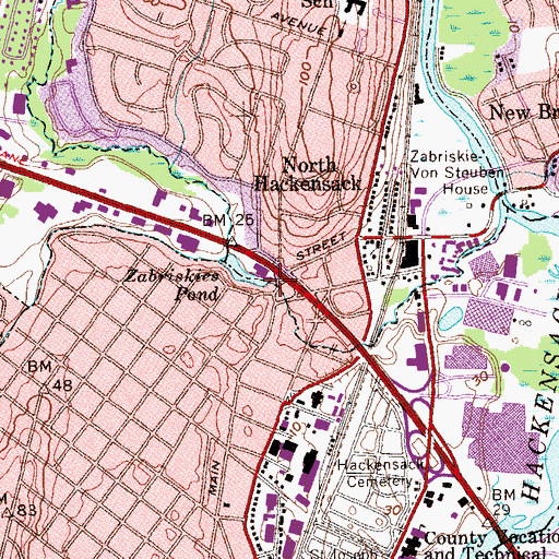 Topographic Map of Zabriskies Pond, NJ