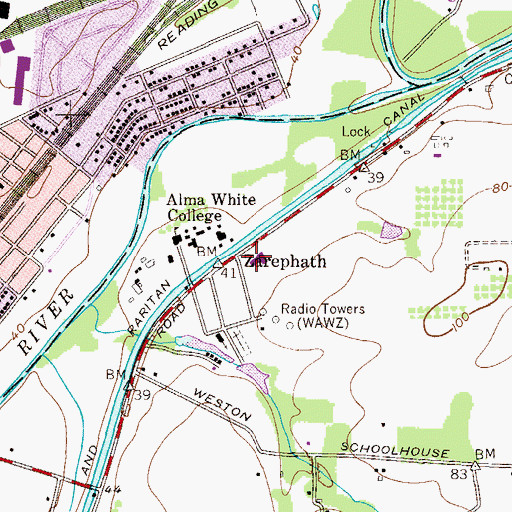 Topographic Map of Zarephath, NJ