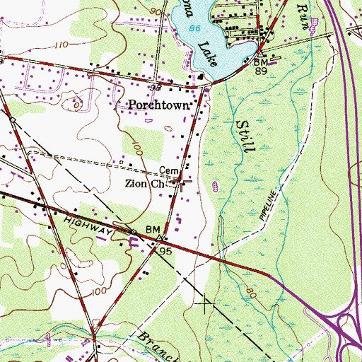 Topographic Map of Zion Church, NJ