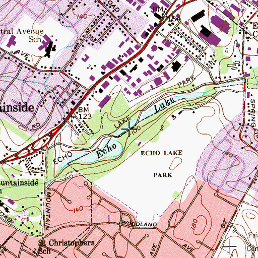 Topographic Map of Echo Lake, NJ