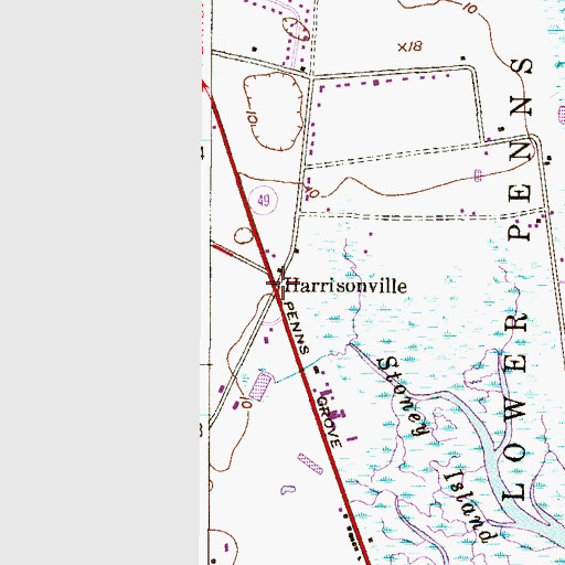 Topographic Map of Harrisonville, NJ
