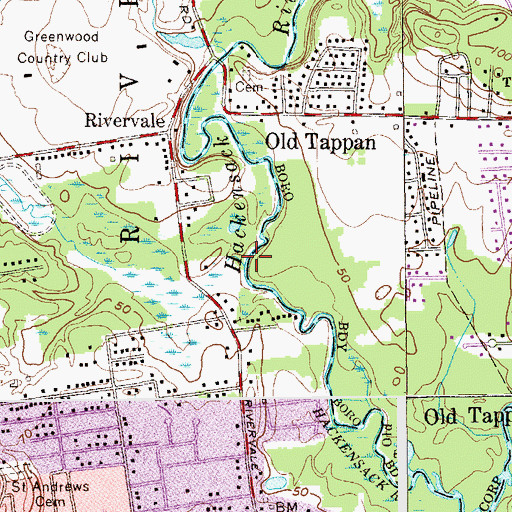 Topographic Map of Hillsdale Brook, NJ