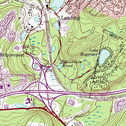 Topographic Map of Mountain Pond, NJ