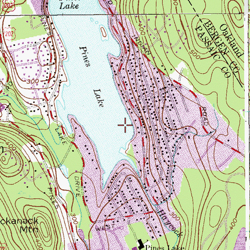 Topographic Map of Pines Lake, NJ