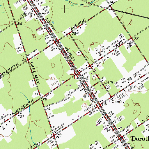 Topographic Map of Township of Weymouth, NJ