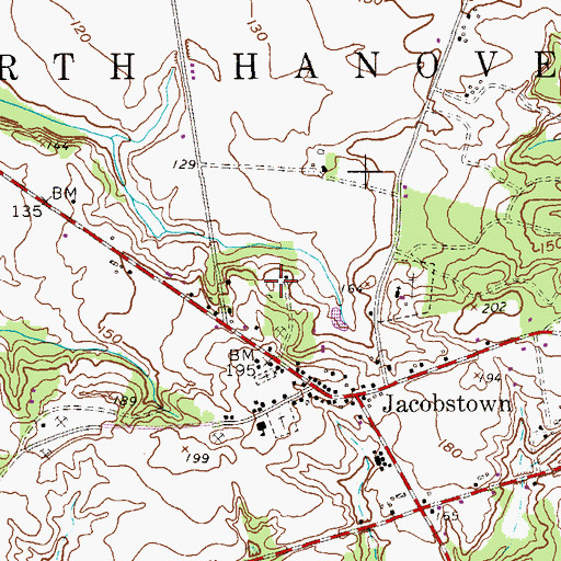 Topographic Map of Township of North Hanover, NJ