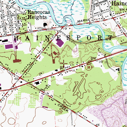 Topographic Map of Township of Hainesport, NJ