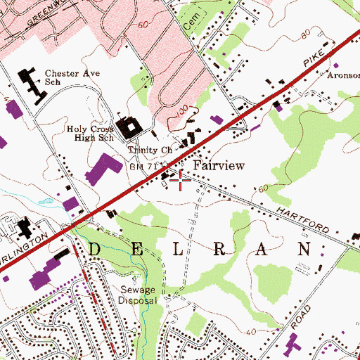 Topographic Map of Township of Delran, NJ