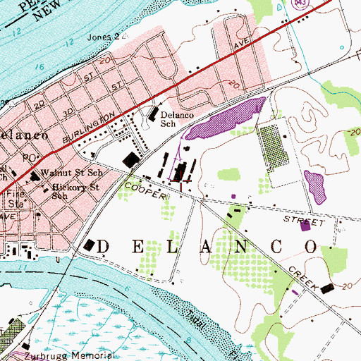 Topographic Map of Township of Delanco, NJ