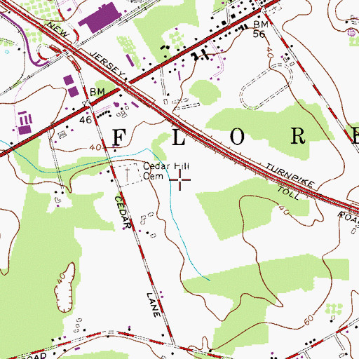 Topographic Map of Township of Florence, NJ