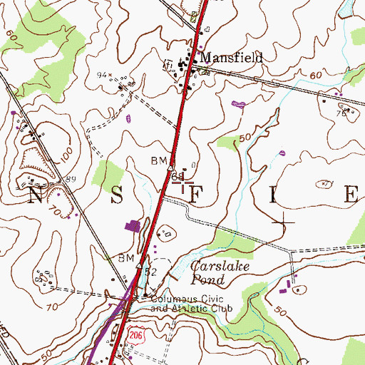 Topographic Map of Township of Mansfield, NJ