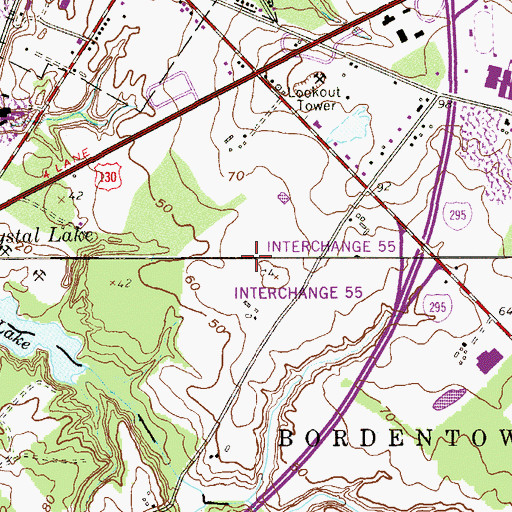 Topographic Map of Township of Bordentown, NJ