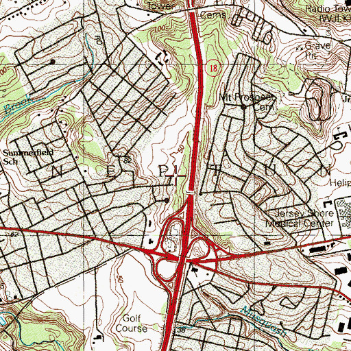 Topographic Map of Township of Neptune, NJ