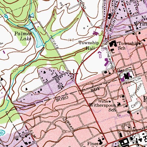 Topographic Map of Township of Princeton, NJ