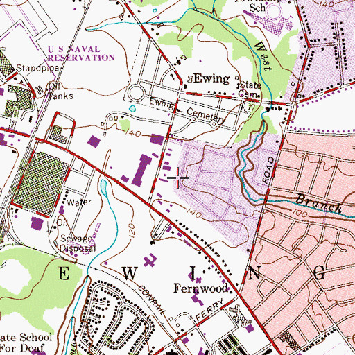 Topographic Map of Township of Ewing, NJ
