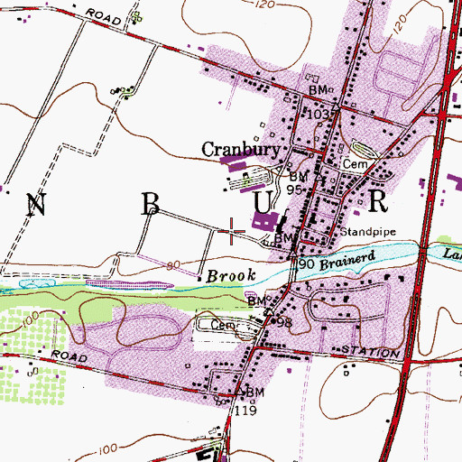 Topographic Map of Township of Cranbury, NJ