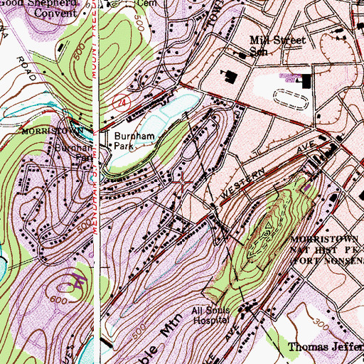 Topographic Map of Township of Morris, NJ