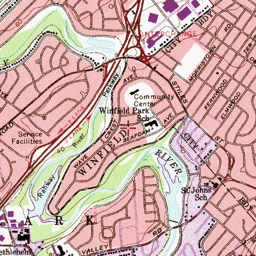 Topographic Map of Township of Winfield, NJ